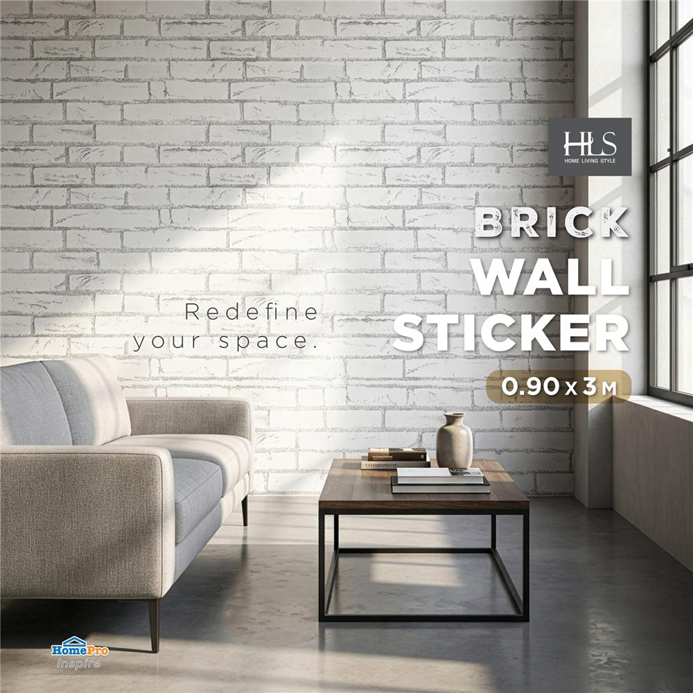วอลล์สติกเกอร์ HOME LIVING STYLE BRICK 0.90X3 ม. สีขาว