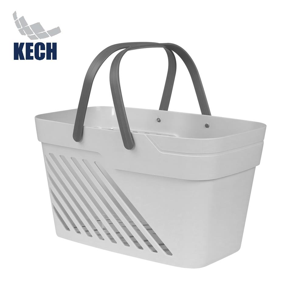 ตะกร้าพลาสติกเหลี่ยม มีหูหิ้ว KECH DAISY สีเทา_1