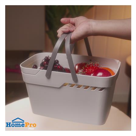 ตะกร้าพลาสติกเหลี่ยม มีหูหิ้ว KECH DAISY สีเทา_4