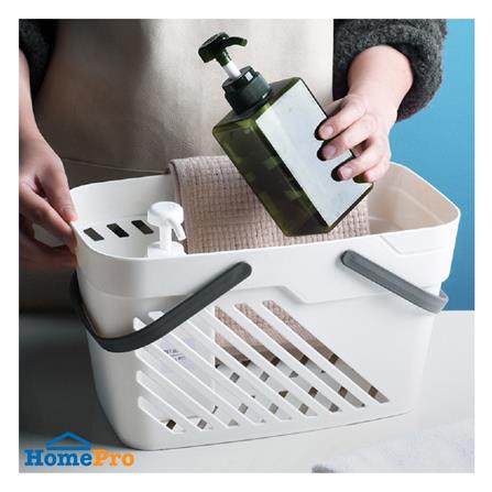 ตะกร้าพลาสติกเหลี่ยม มีหูหิ้ว KECH DAISY สีเทา_5