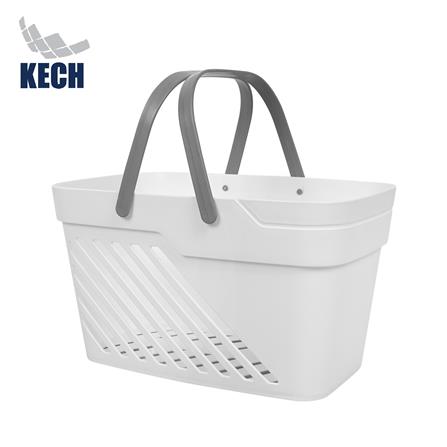 ตะกร้าพลาสติกเหลี่ยม มีหูหิ้ว KECH DAISY สีขาว_0