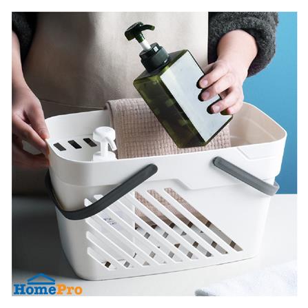 ตะกร้าพลาสติกเหลี่ยม มีหูหิ้ว KECH DAISY สีขาว_3