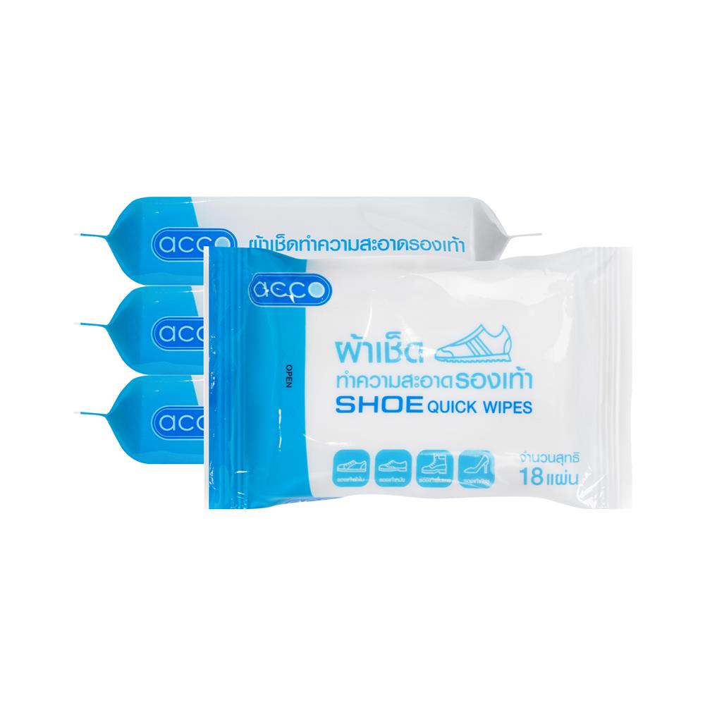 ผ้าเช็ดทำความสะอาดรองเท้า ACCO 18 แผ่น (แพ็ก 3+1 ซอง)