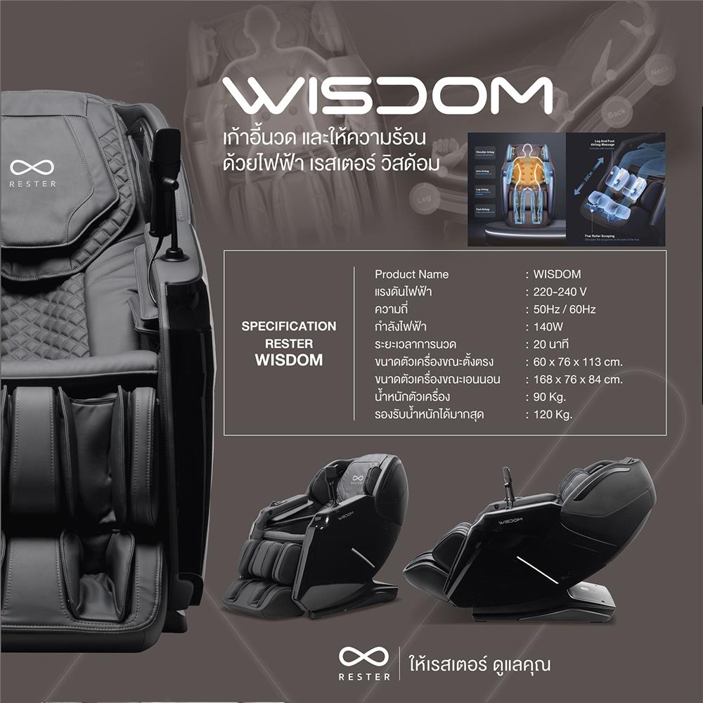เก้าอี้นวดไฟฟ้า RESTER WISDOM สีเทา