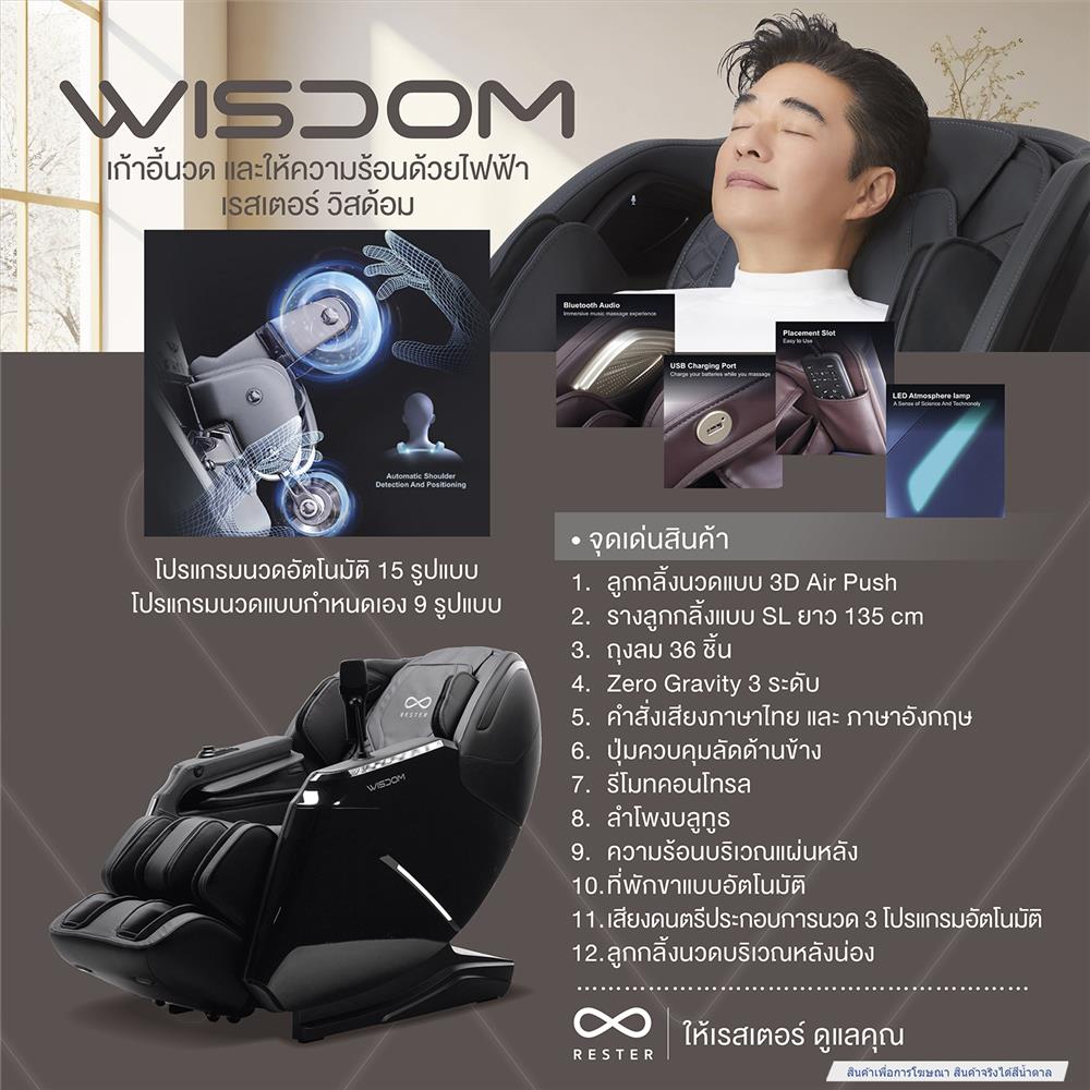 เก้าอี้นวดไฟฟ้า RESTER WISDOM สีน้ำตาล