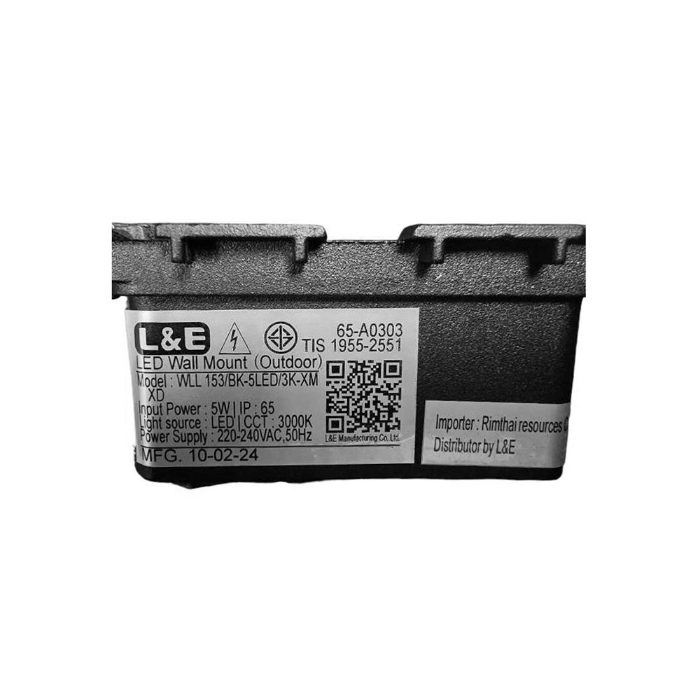 ไฟผนังภายนอก LED L&E 65-A0303 5 วัตต์ WARM WHITE สีดำ