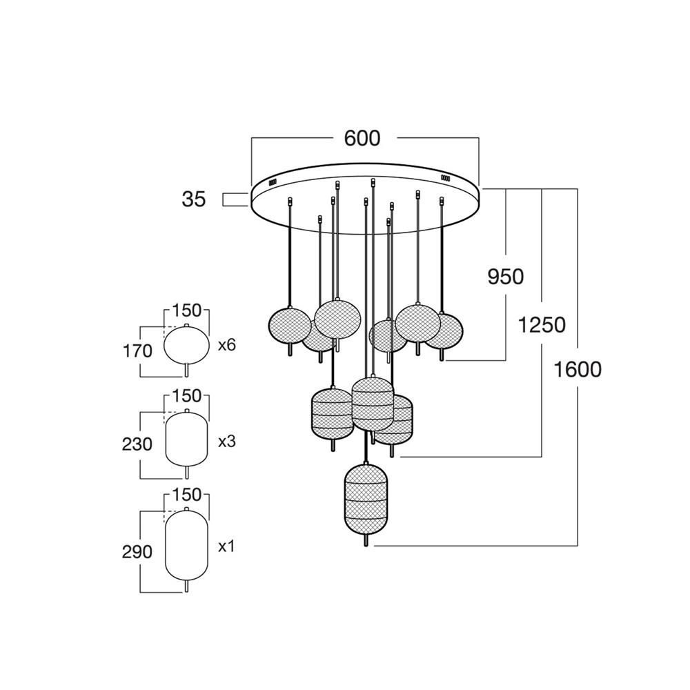 ไฟช่อ L&E 01-30106 สีทอง/ใส 10 หัว