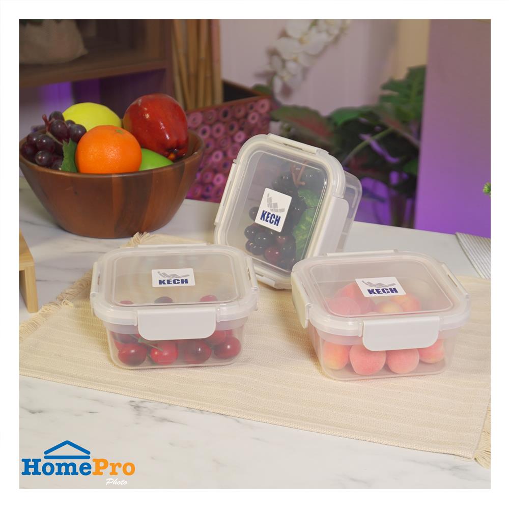 ชุดกล่องอาหาร 0.9 ลิตร KECH NEXT2841 แพ็ก 3 ชิ้น สีครีม