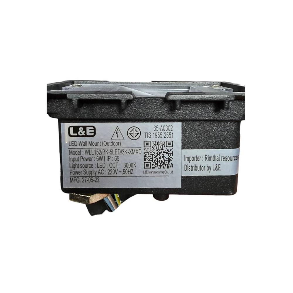 ไฟผนังภายนอก LED L&E 65-A0302 5 วัตต์ WARM WHITE สีดำ