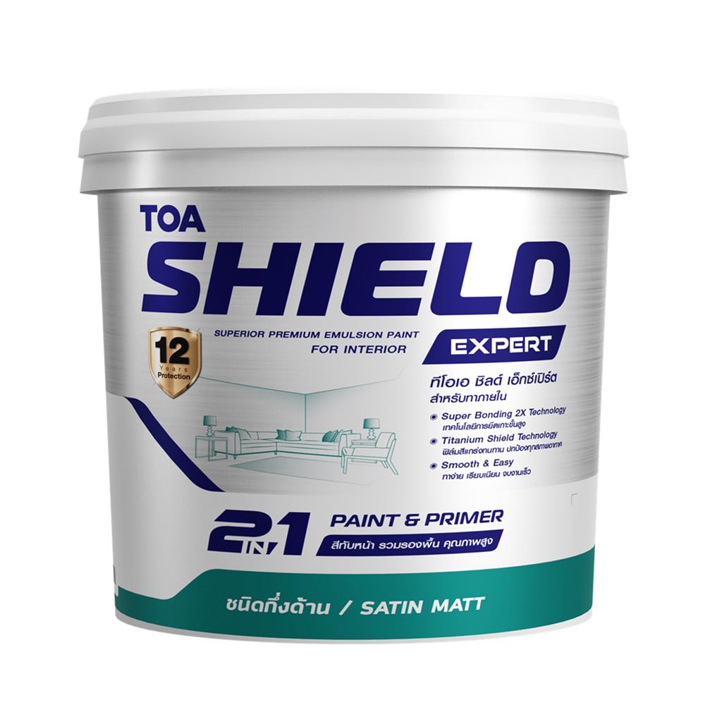 สีน้ำทาภายใน ชนิดกึ่งด้าน TOA SHIELD EXPERT SUPERIOR PREMIUM 2 IN 1 BASE B สีขาว 9 ลิตร