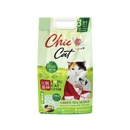 ทรายแมวเต้าหู้ CHIC ADD CAT GREEN TEA 10 ลิตร_0