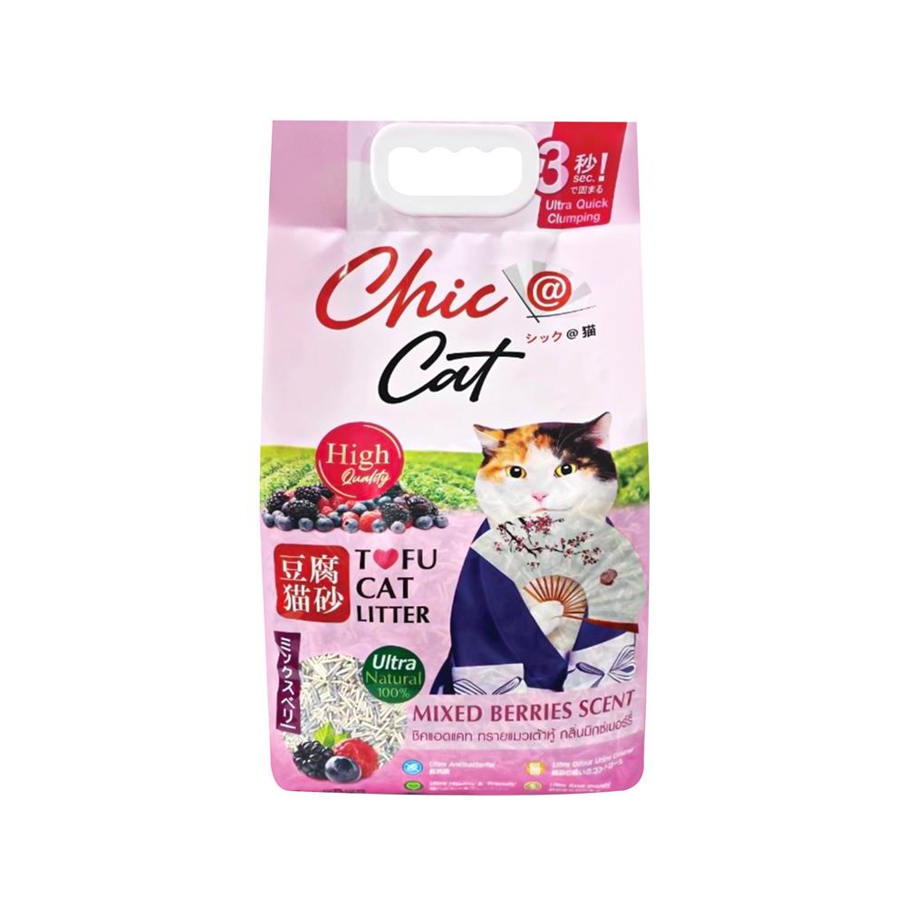 ทรายแมวเต้าหู้ CHIC ADD CAT MIX BERRY 22 ลิตร