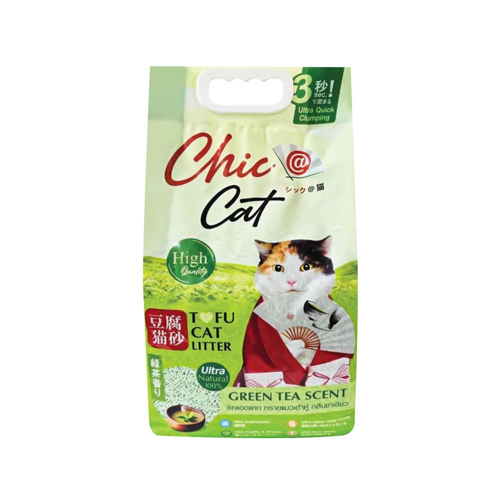 ทรายแมวเต้าหู้ CHIC ADD CAT GREEN TEA 22 ลิตร