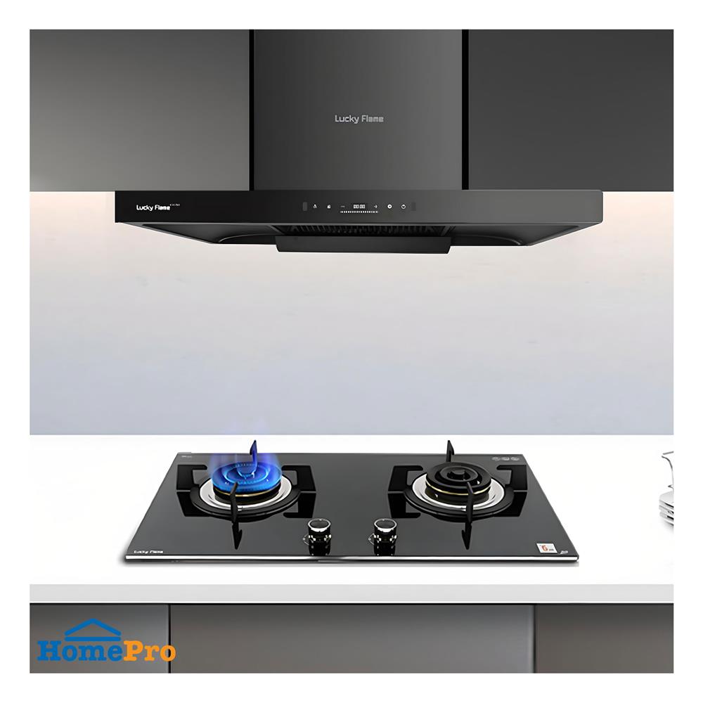 เตาฝัง+เครื่องดูดควัน LUCKY FLAME LGS992+RG911T(NB)