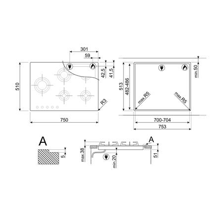 เตาฝังแก๊ส SMEG PX375LMB 75 ซม._7