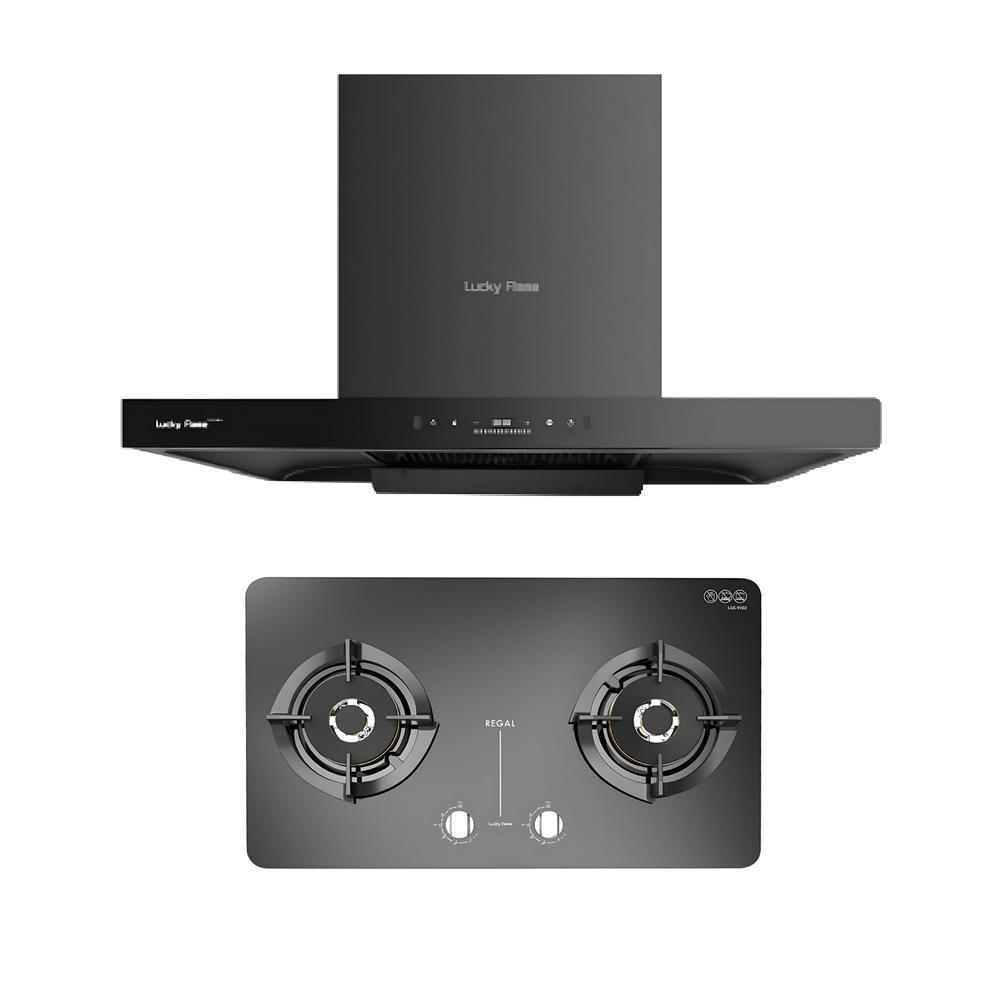 เตาฝัง+เครื่องดูดควัน LUCKY FLAME LGS9102+RG911T(NB)