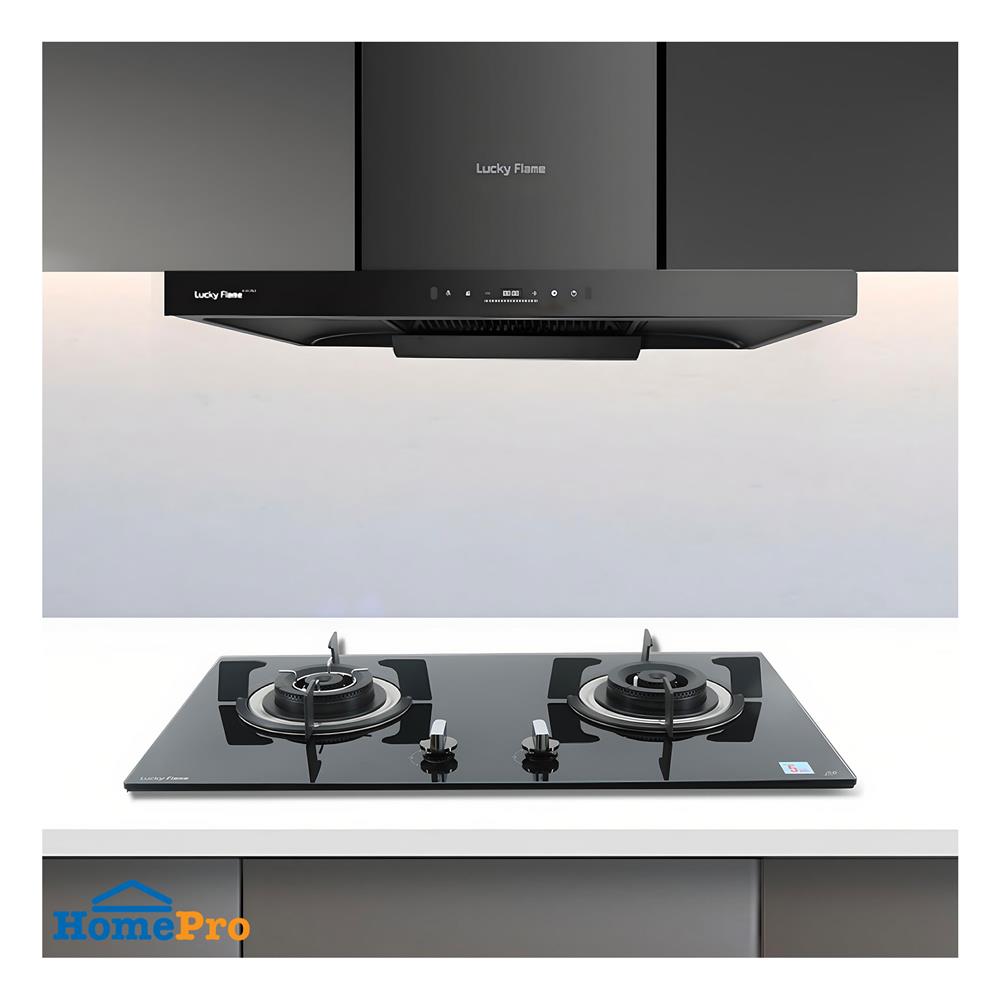 เตาฝัง+เครื่องดูดควัน LUCKY FLAME LGS932+RG911T(NB)