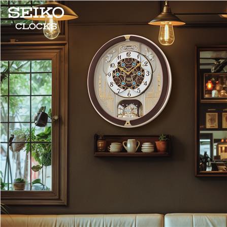 นาฬิกาแขวน SEIKO CLOCKS MELODY QXM291B 17.4X15.9 นิ้ว สีน้ำตาล_4