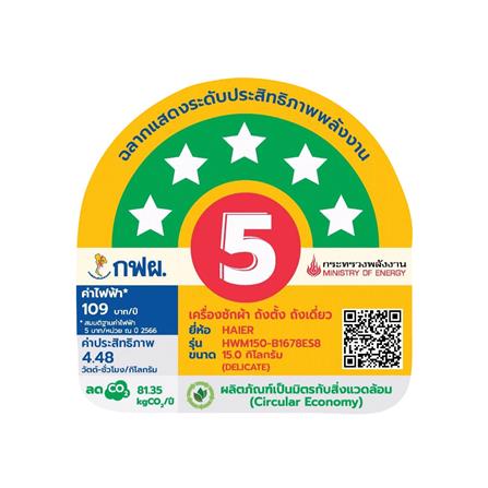 เครื่องซักผ้าฝาบน HAIER HWM150-B1678ES8 15 กก. อินเวอร์เตอร์ สีเทาเข้ม_5