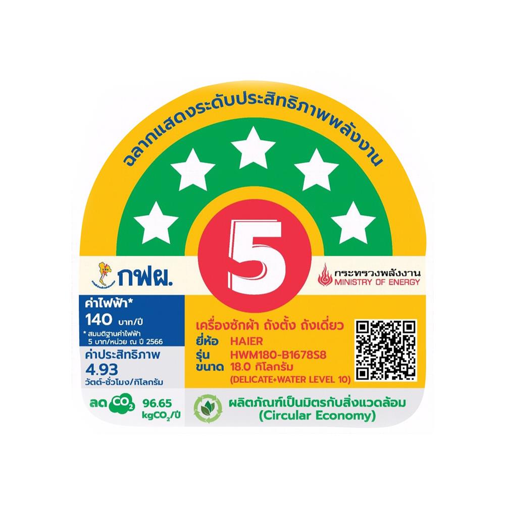 เครื่องซักผ้าฝาบน HAIER HWM180-B1678S8 18 กก. อินเวอร์เตอร์ สีเทาเข้ม
