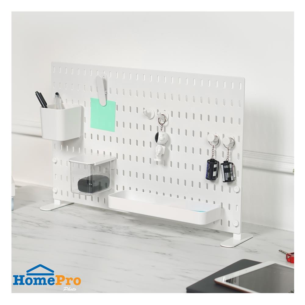 แผงพลาสติกพร้อมขาตั้งโต๊ะ STACKO TIDY 56x0.4x37 ซม. สีขาว