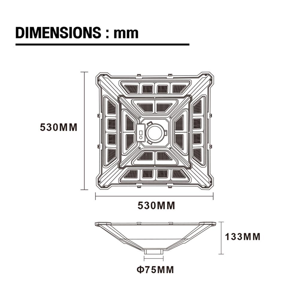 ไฟสนาม SOLAR CARINI NORAH SQ 1,000 วัตต์ DAYLIGHT สีดำ