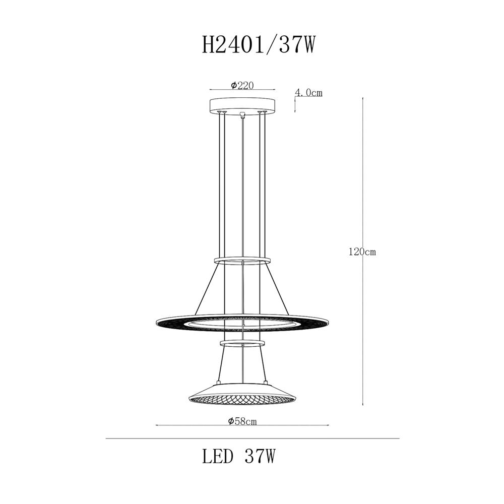 ไฟช่อ LED CARINI H2401 37 วัตต์ DAYLIGHT/COOL WHITE/WARM WHITE สีทอง/ใส 2 หัว