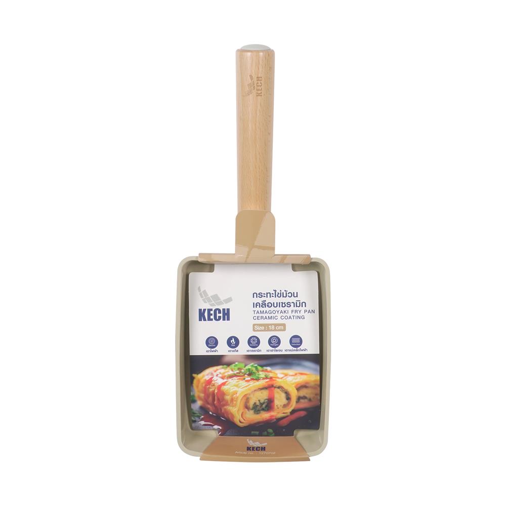 กระทะไข่ม้วน 18 ซม. KECH GROWTH IH สีครีม