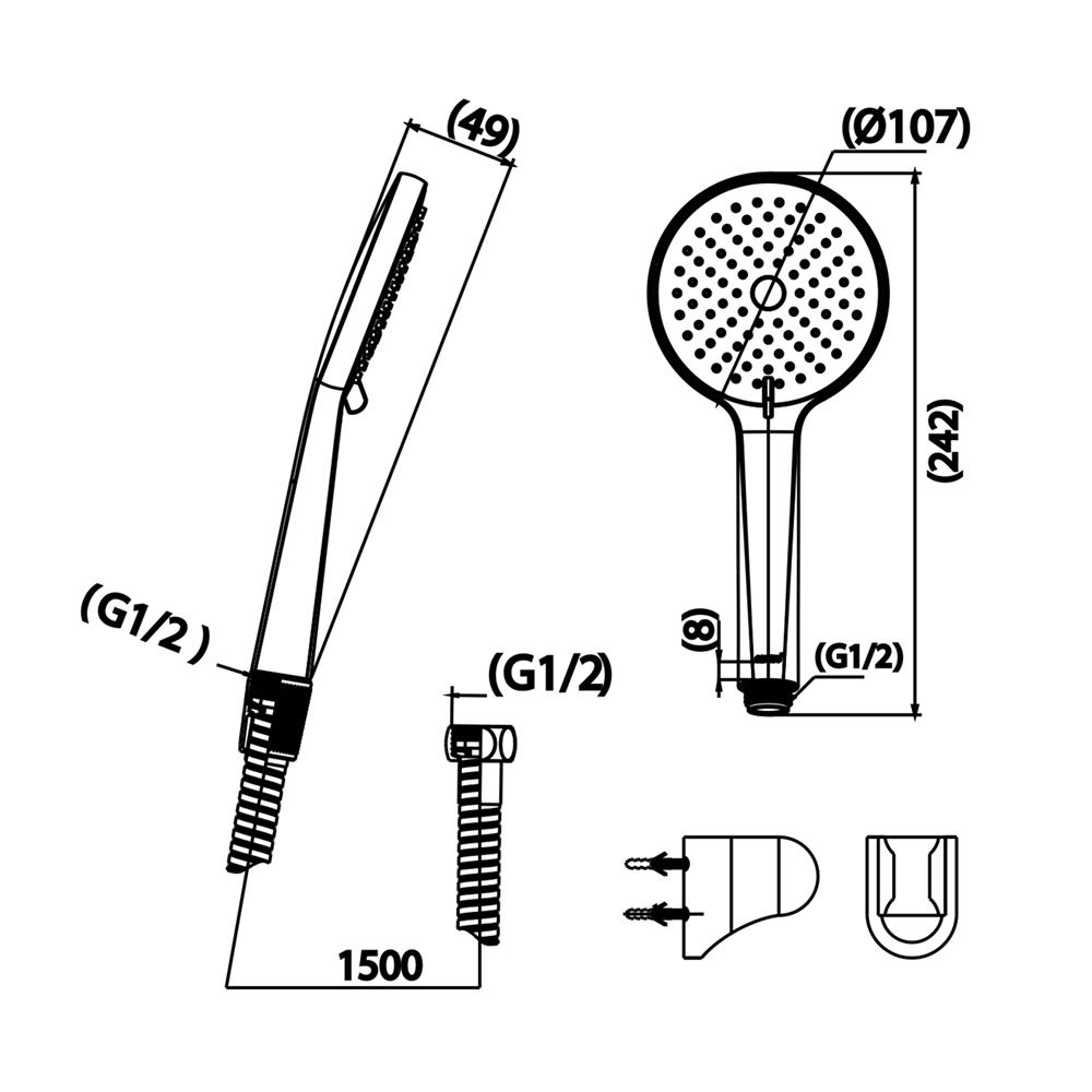 ชุดฝักบัวสายอ่อน 3 ระดับ COTTO ZH032(HM)