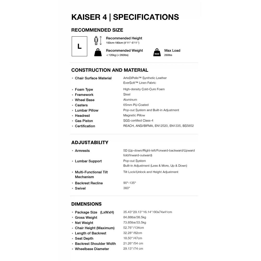 เก้าอี้เกมมิ่ง ANDA SEAT KAISER 4 SIZE L PVC สีดำ