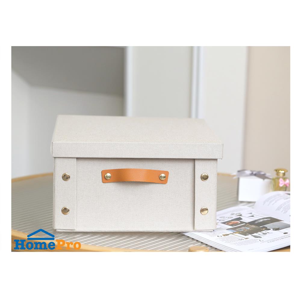 กล่องผ้าพับได้มีฝา STACKO PETA SIZE S 26.5X31.5X14.5 ซม. สีครีม