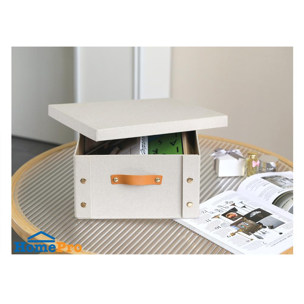 กล่องผ้าพับได้มีฝา STACKO PETA SIZE S 26.5X31.5X14.5 ซม. สีครีม