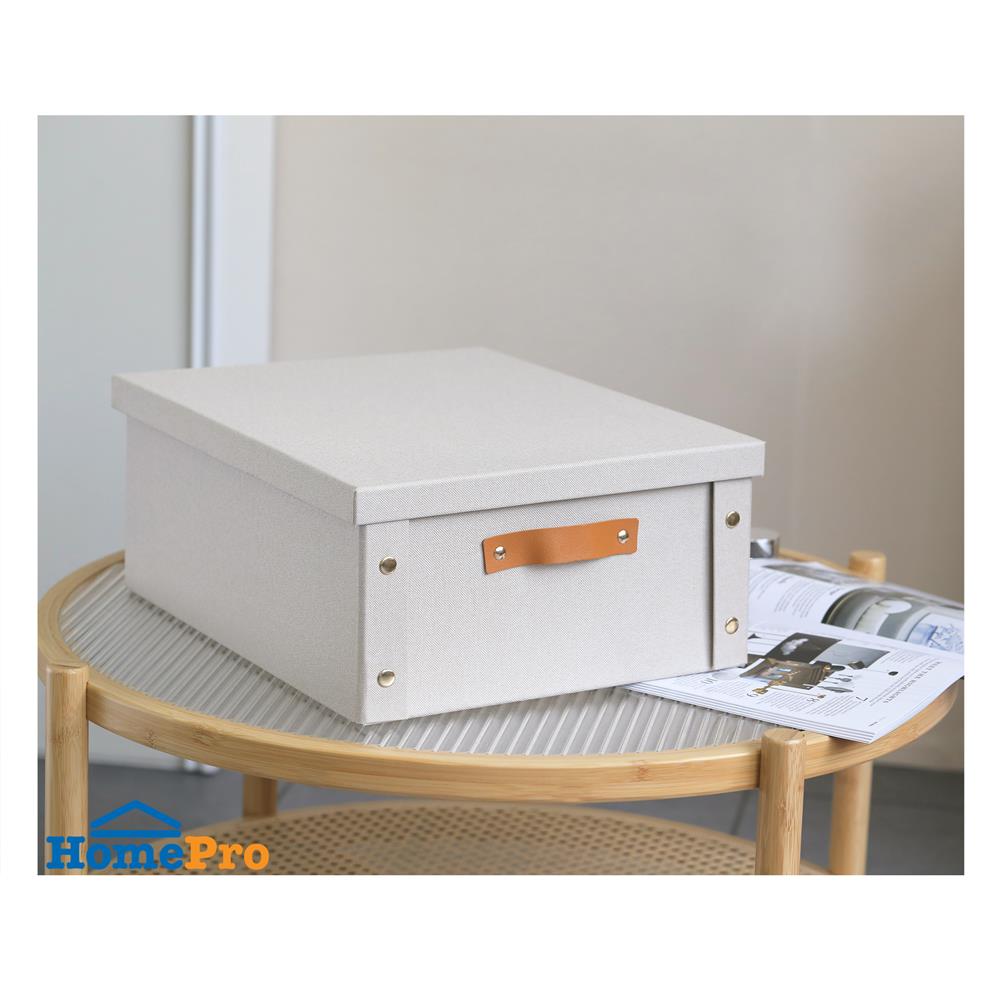 กล่องผ้าพับได้มีฝา STACKO PETA SIZE M 33X40X17 ซม. สีครีม