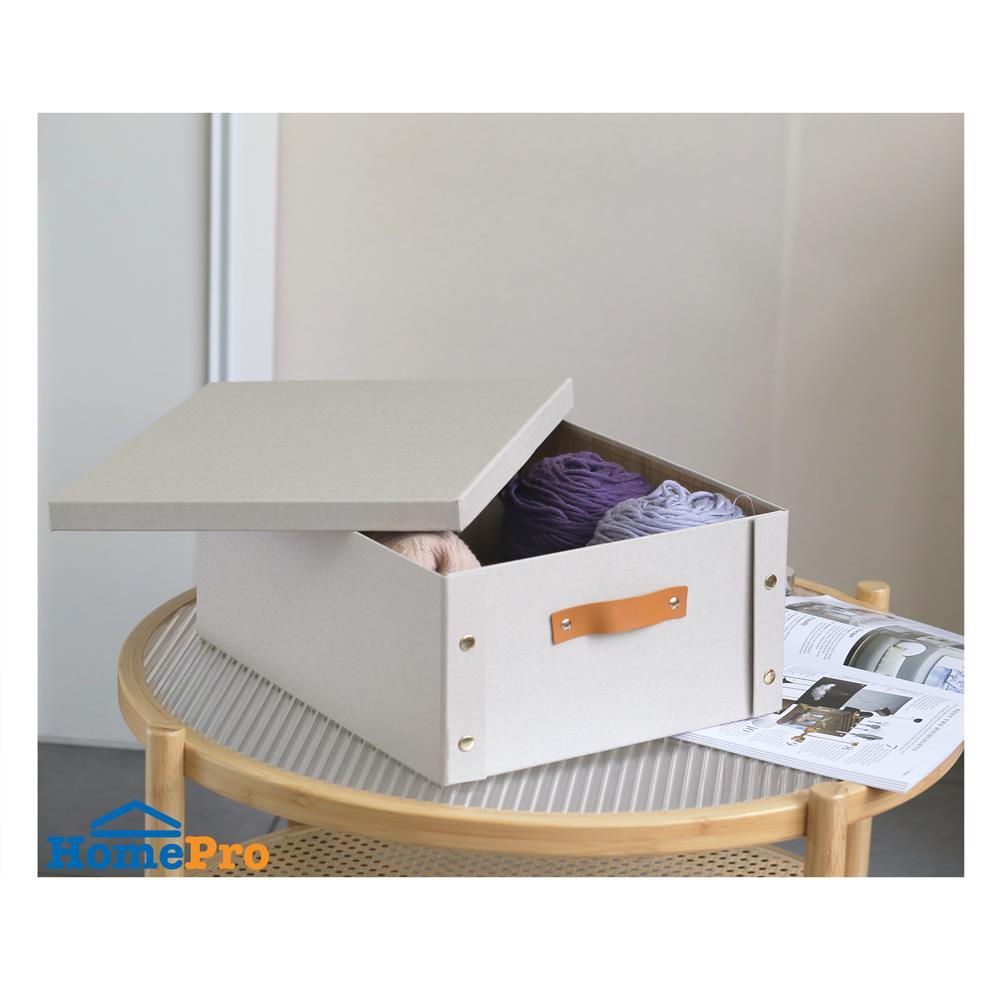 กล่องผ้าพับได้มีฝา STACKO PETA SIZE M 33X40X17 ซม. สีครีม