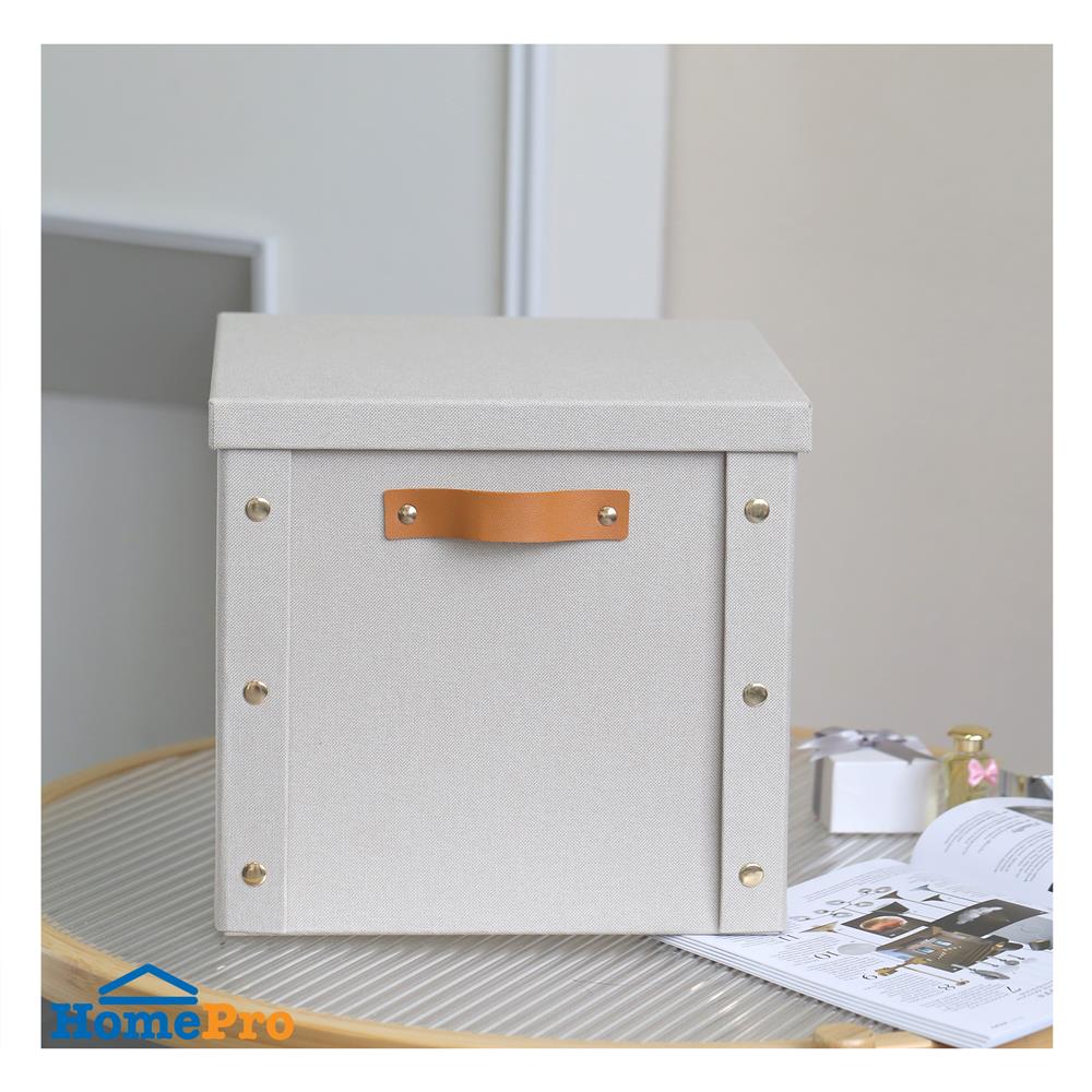 กล่องผ้าพับได้มีฝา STACKO PETA SIZE L 30X30X28 ซม. สีครีม