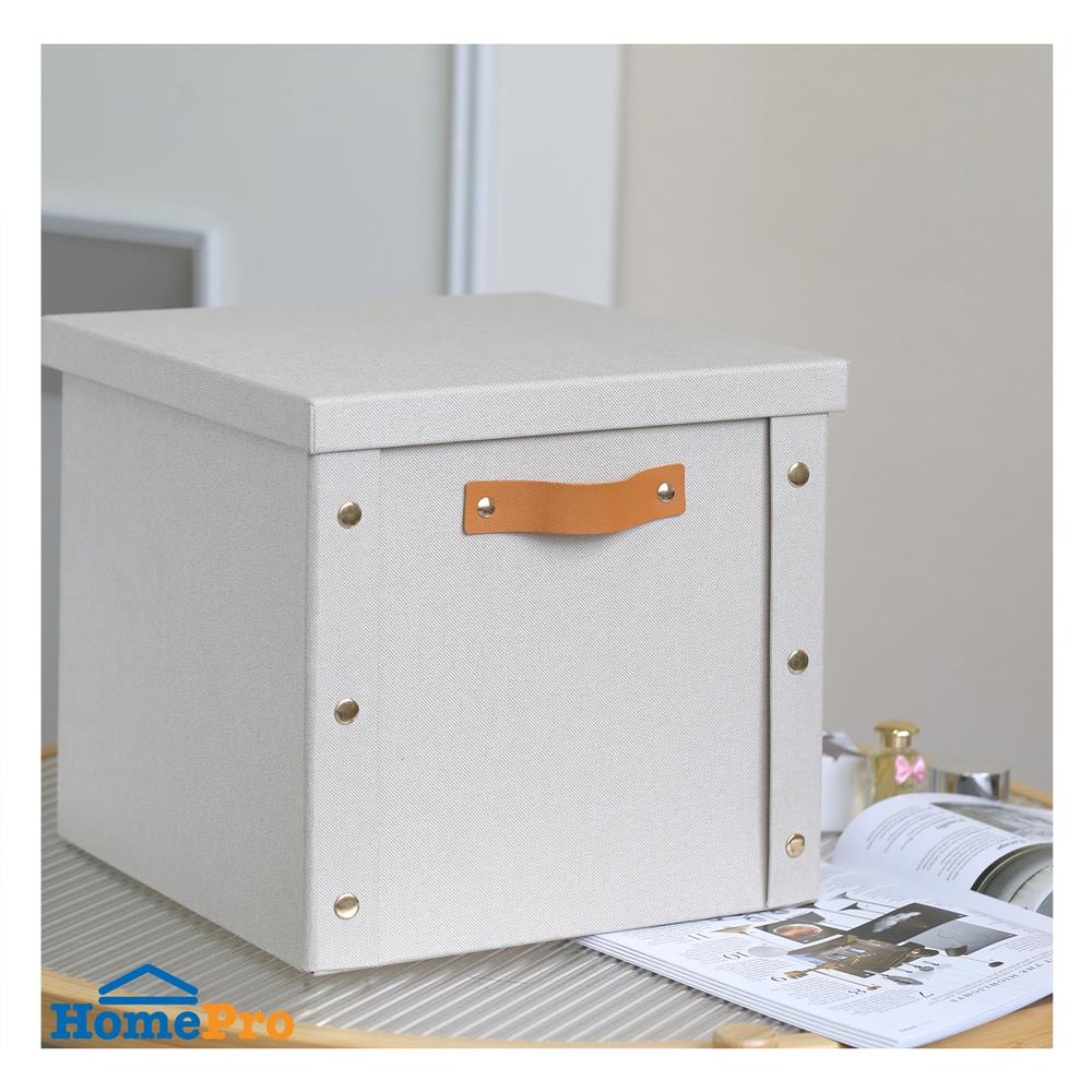 กล่องผ้าพับได้มีฝา STACKO PETA SIZE L 30X30X28 ซม. สีครีม