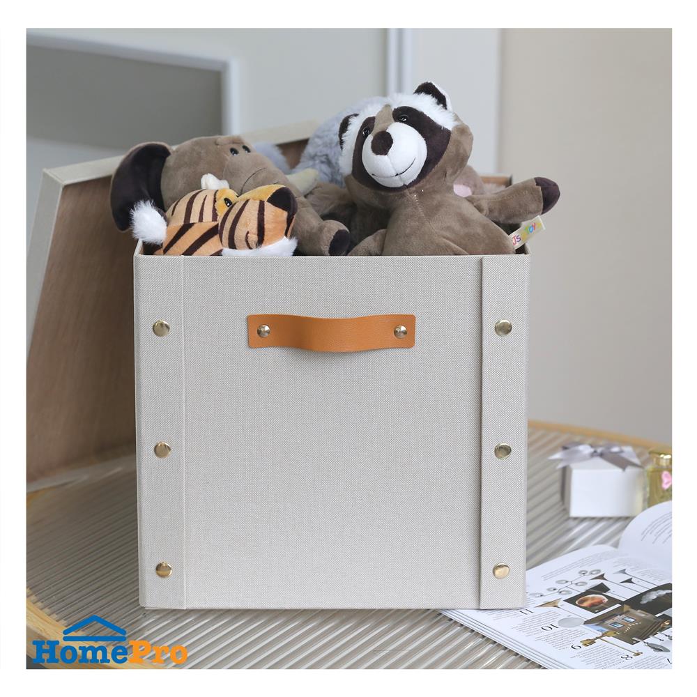 กล่องผ้าพับได้มีฝา STACKO PETA SIZE L 30X30X28 ซม. สีครีม