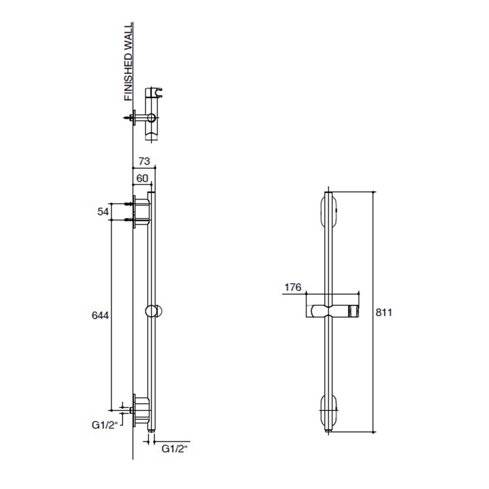 ราวเลื่อนฝักบัว KOHLER K-26314T-CP สีโครม