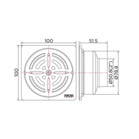 ตะแกรงกันกลิ่นแบบเหลี่ยม KARAT FAUCET KA-56-832-ST หน้าแปลน 4 นิ้ว_5