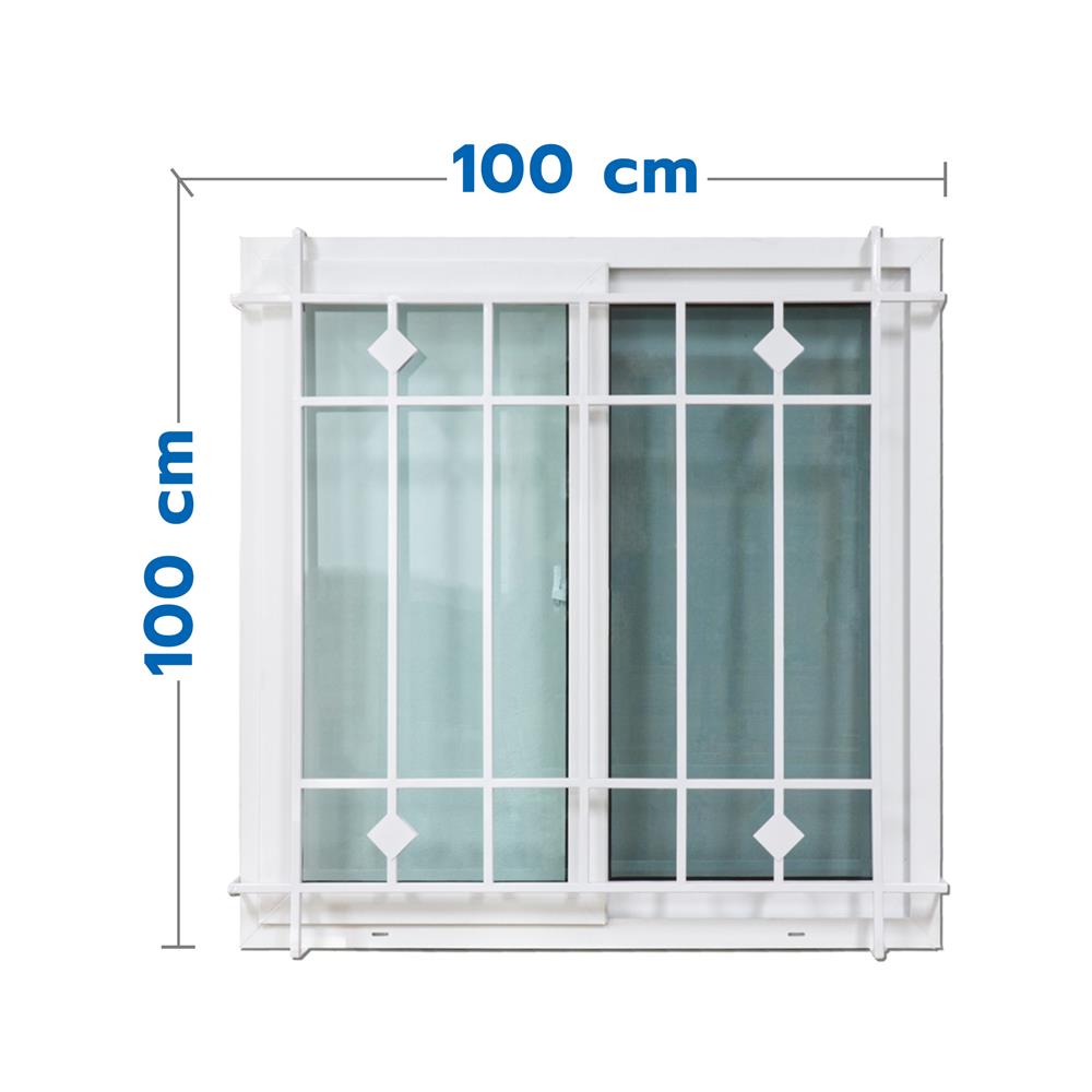 หน้าต่างบานเลื่อน UPVC เหล็กดัด HOFFEN 100x100 ซม. สีขาว