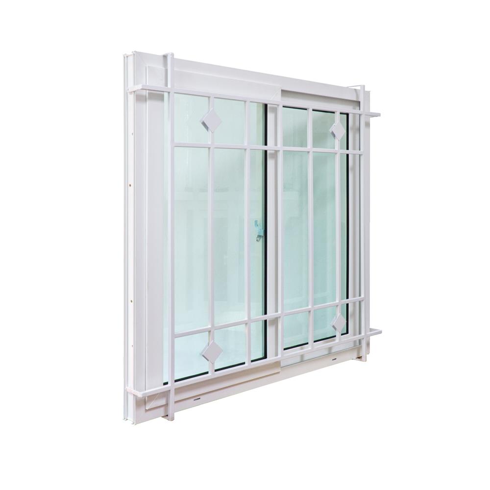 หน้าต่างบานเลื่อน UPVC เหล็กดัด HOFFEN 100x100 ซม. สีขาว