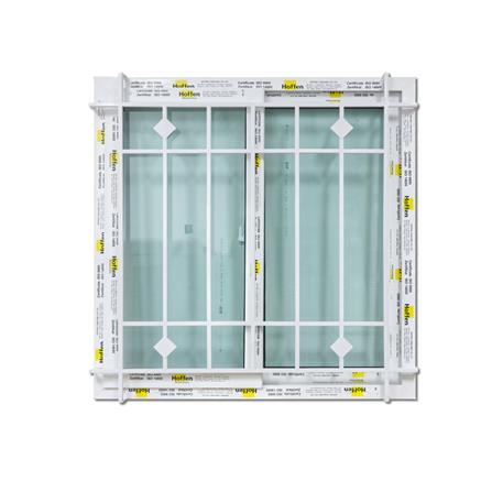 หน้าต่างบานเลื่อน UPVC เหล็กดัด HOFFEN 100x100 ซม. สีขาว_2