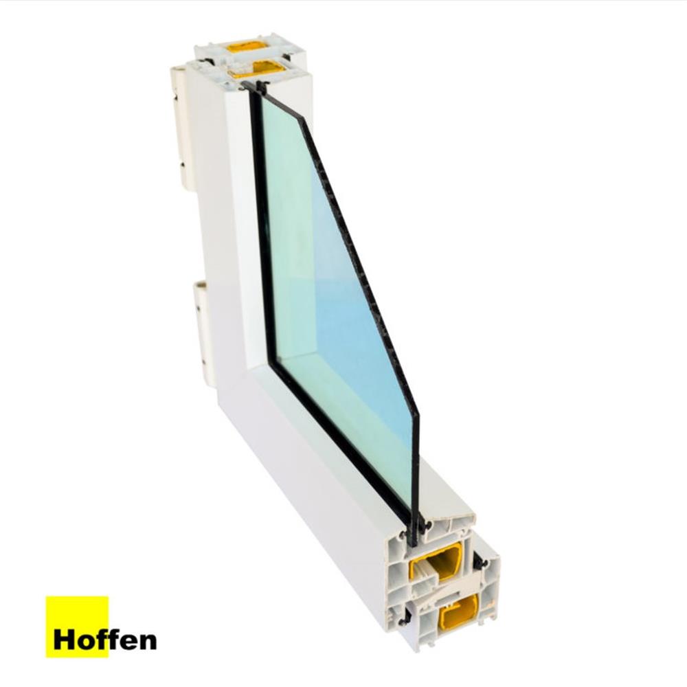 หน้าต่างบานเลื่อน UPVC มุ้ง เหล็กดัด HOFFEN F6 120x110 ซม. สีขาว