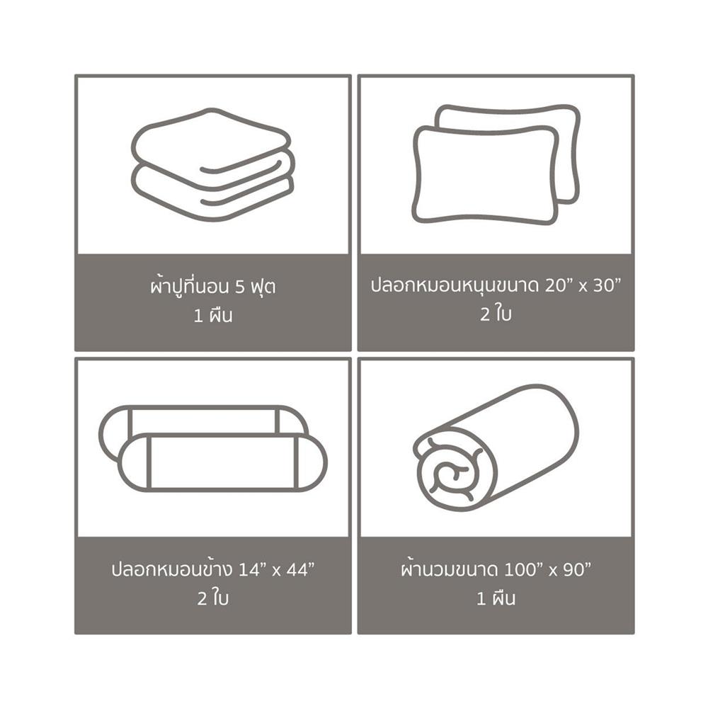 ชุดผ้าปูที่นอน 5 ฟุต 6 ชิ้น PREMIER SATIN ROYAL TOUCH SOLID SPC077