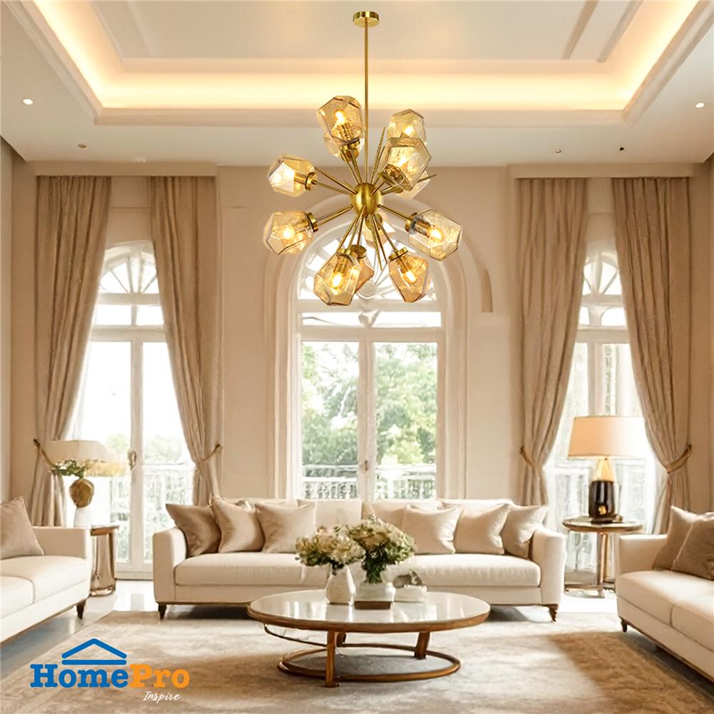 ไฟช่อ CARINI P240956-12 สีทอง/ชา 12 หัว