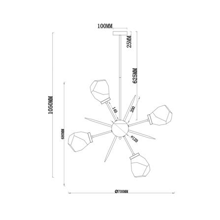 ไฟช่อ CARINI P240956-12 สีทอง/ชา 12 หัว_5