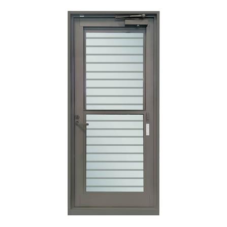 ชุดประตูบานเปิด ระบายอากาศ อะลูมิเนียม SANKYOALUMI J-TRUST VENTILATION 90x205 ซม. สีเทาซาฮาร่า พร้อมชุดวงกบ-บานพับ-ลูกบิด-โช้ค_2