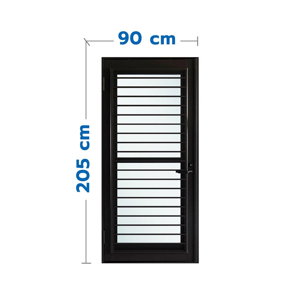 ชุดประตูบานเปิด ระบายอากาศ อะลูมิเนียม SANKYOALUMI J-TRUST VENTILATION 90x205 ซม. สีดำ พร้อมชุดวงกบ-บานพับ-ลูกบิด-โช้ค_1