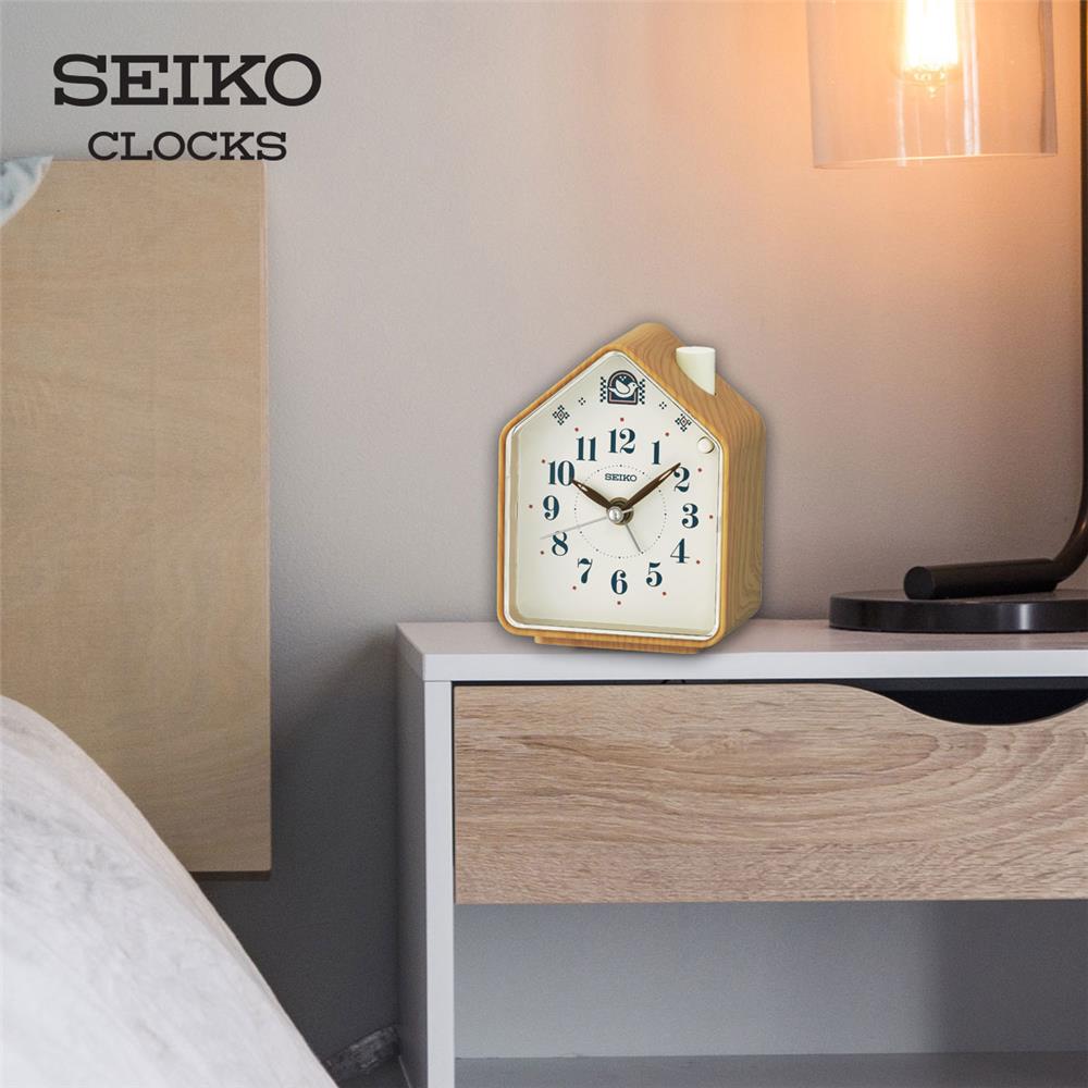 นาฬิกาปลุก SEIKO CLOCKS QHP011B 4.33X3.38 นิ้ว สีน้ำตาลเข้ม