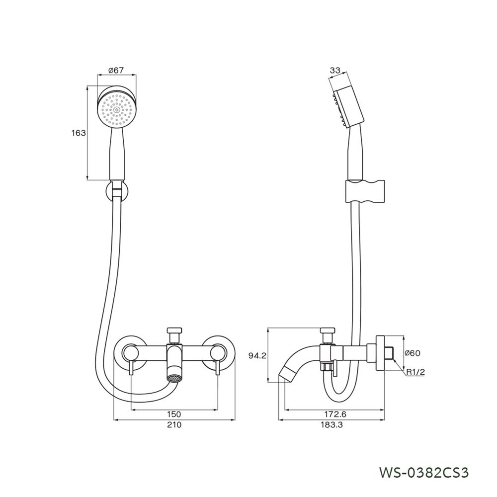 ก๊อกผสมอ่างอาบ WS WS-0382CS3